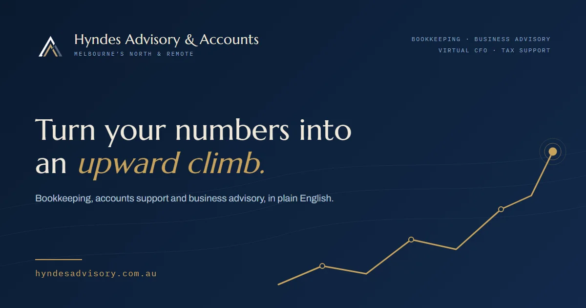 The Hyndes Advisory and Accounts brand card: turn your numbers into an upward climb