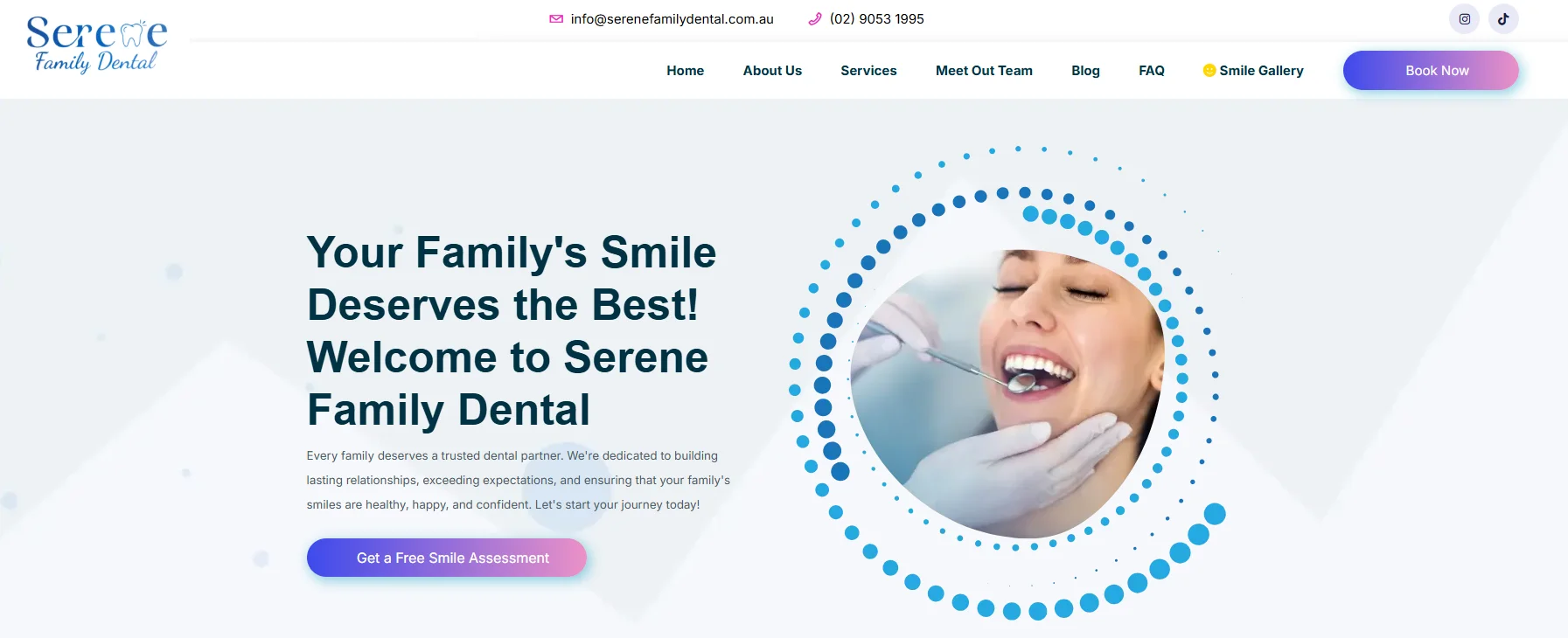 Serene Family Dental - old website before redesign