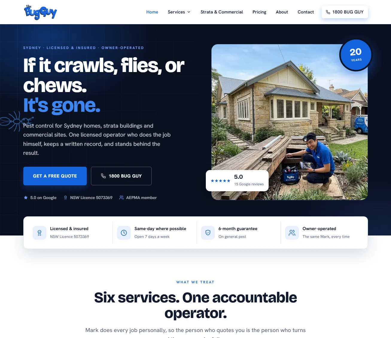 The Bug Guy's new hand-coded website by Webstallion